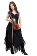 Young woman with the violin isolated