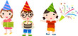 Three children at birthday party