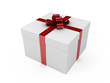 Gift box with red ribbon