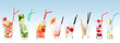 Row of mojito cocktails.