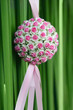 rose ball on green background
