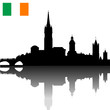 Black vector Dublin silhouette skyline with irish flag