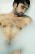 young sexual tanned naked guy in bath