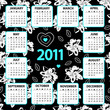 2011 calendar on floral background