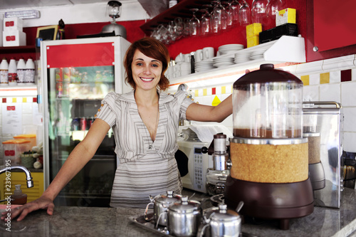 Photo: small business: proud owner or waitress small business: proud owner or waitress