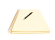 Yellow notebook and black pen