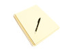 Yellow notebook and black pen