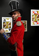 Man in expensive suit of illusionist-conjurer.