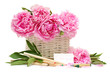 Gift. Bouquet of flowers and a note with a declaration of love i