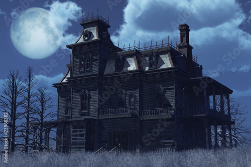 Illustration: Abandoned Haunted House in Moonlight - 3D render Abandoned Haunted House in Moonlight - 3D render