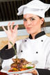 happy chef with delicious food