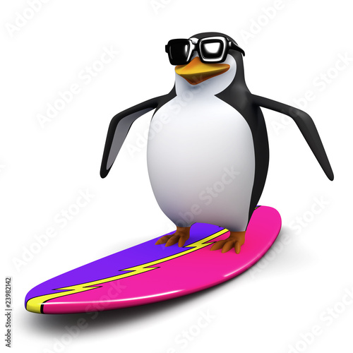 Illustration: 3d Surfer penguin 3d Surfer penguin