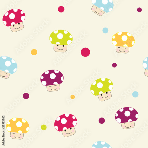 Vector: Seamless pattern with doodle mushrooms Seamless pattern with doodle mushrooms
