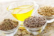 Photo: Flax seeds and linseed oil Flax seeds and linseed oil