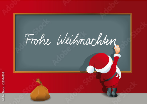 Vektor: Weihnachtsmann schreibt an die Tafel Weihnachtsmann schreibt an die Tafel