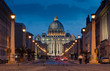 The magnificent evening view of St. Peter's Basilica in Rome
