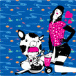 Mujer sexy en fondo azul