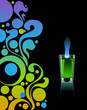 Glass of absinthe on black background.
