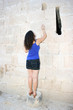 Brunette girl in Kolossi castle Brunette girl in Kolossi castle