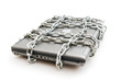 Computer security concept with laptop and chain Computer security concept with laptop and chain