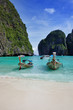 Photo: A long tail boats in Maya Bay, Koh Phi Phi Ley, Thailand. A long tail boats in Maya Bay, Koh Phi Phi Ley, Thailand.