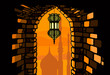 Vettoriale: Ramadan lantern with arabian architecture background Ramadan lantern with arabian architecture background
