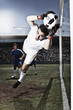 Soccer goalie catching soccer ball