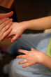 young girl illness, ointment on the hands, allergic hands