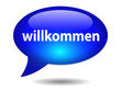 “WILLKOMMEN” speech bubble icon (web button homepage greetings)