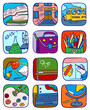 Doodle school icons set, vector illustration