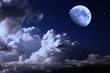 night sky with the moon, clouds and stars