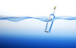 Bottle in the Ocean. 3d rendering