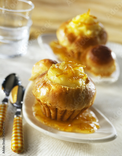 Photo: brioche filled with lemon curd and orange marmelade brioche filled with lemon curd and orange marmelade
