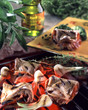 barbecue grilled pork with sage and raw ham