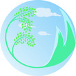 Green tree and mountains