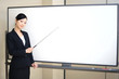 asian girl and blank white board