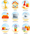 3D icons | house | tv | kitchen | flowers