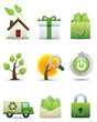 3D green ecologic social web icons
