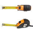 Yellow tape measure isolated on white from above. XXL