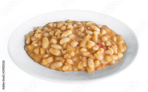 Photo: Beans soup on white dish. Beans soup on white dish.