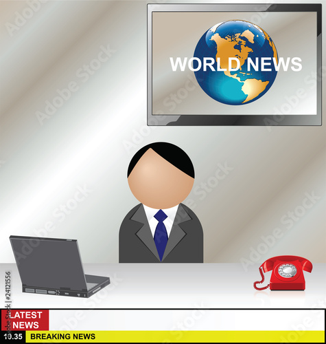 Vektor: News desk with copy space for own new stories News desk with copy space for own new stories