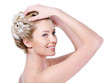 Woman washing hair with shampoo Woman washing hair with shampoo