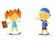 Schoolgirl and schoolboy