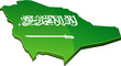 Carte de l'Arabie Saoudite 3D drapeau (détouré)