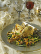 provençal-style turkey with steamed broad beans and chanterelles