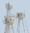 Surrealistic tea cups architecture forms