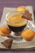 coffee ,pieces of chocolate and financiers