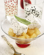 stracciatella ice cream on pineapple fruit salad