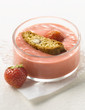 mascarpone and strawberry soup withan almond croquant