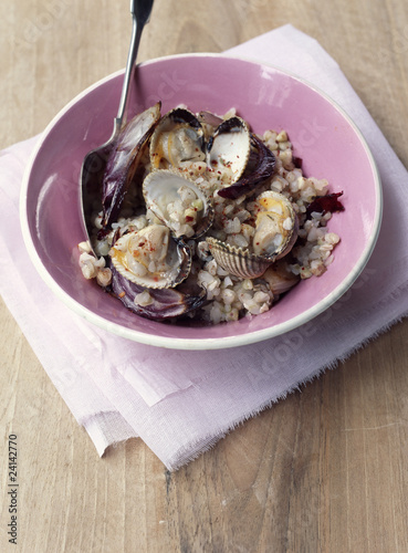 Photo: buckwheat pilaf with cockles and red onions buckwheat pilaf with cockles and red onions